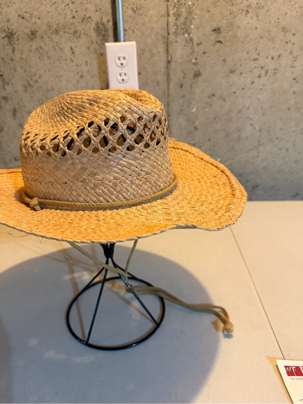 Straw Sun Hat with Chin Cord - Natural